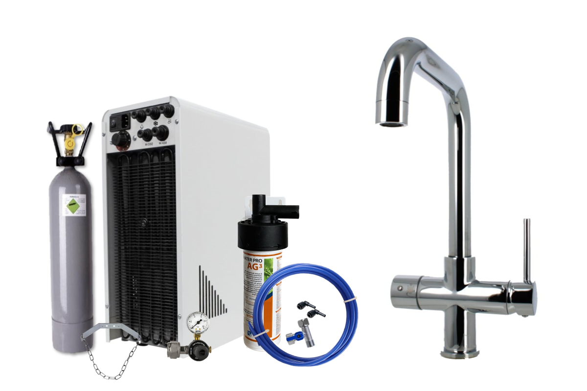 Tafelwassersystem unisoda PIANO BOX mit Armatur Grandezza U Chrom