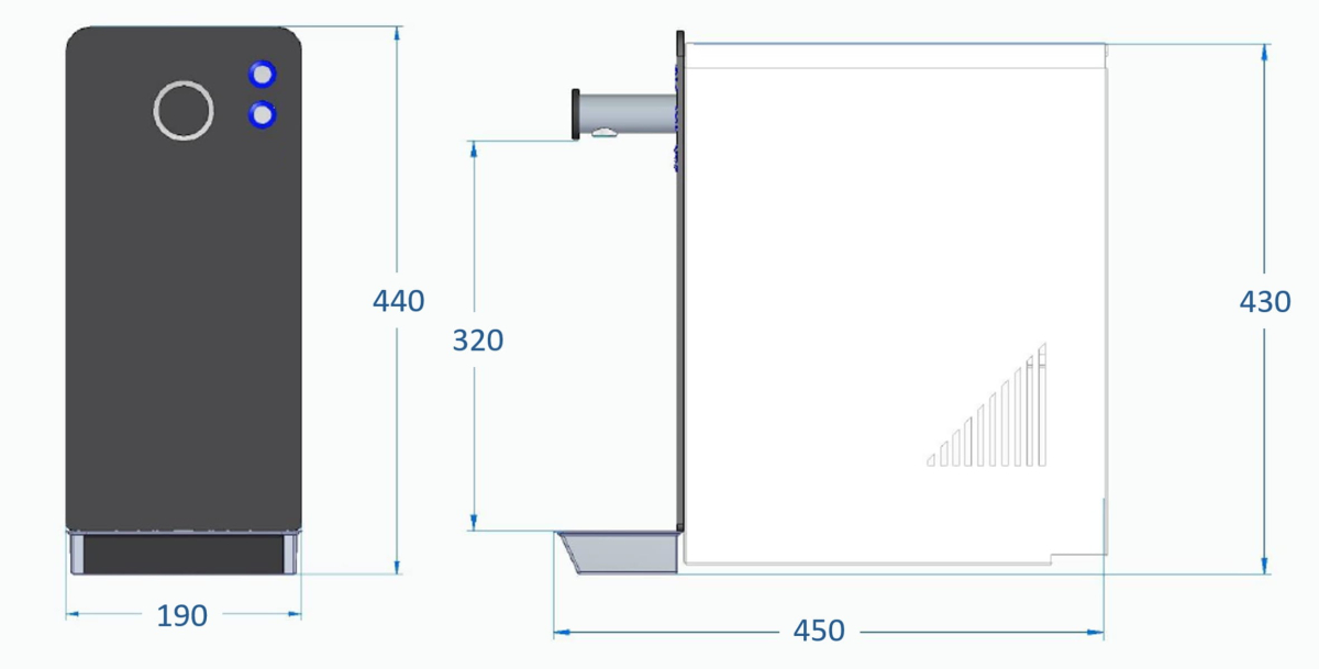 Tafelwassersystem unisoda PIANO Maße